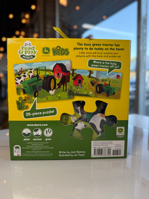 Read & Play — Busy Green Tractor 2in1 Book and Puzzle