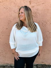 Vanilla Wafer Batwing Sleeve Plus Top